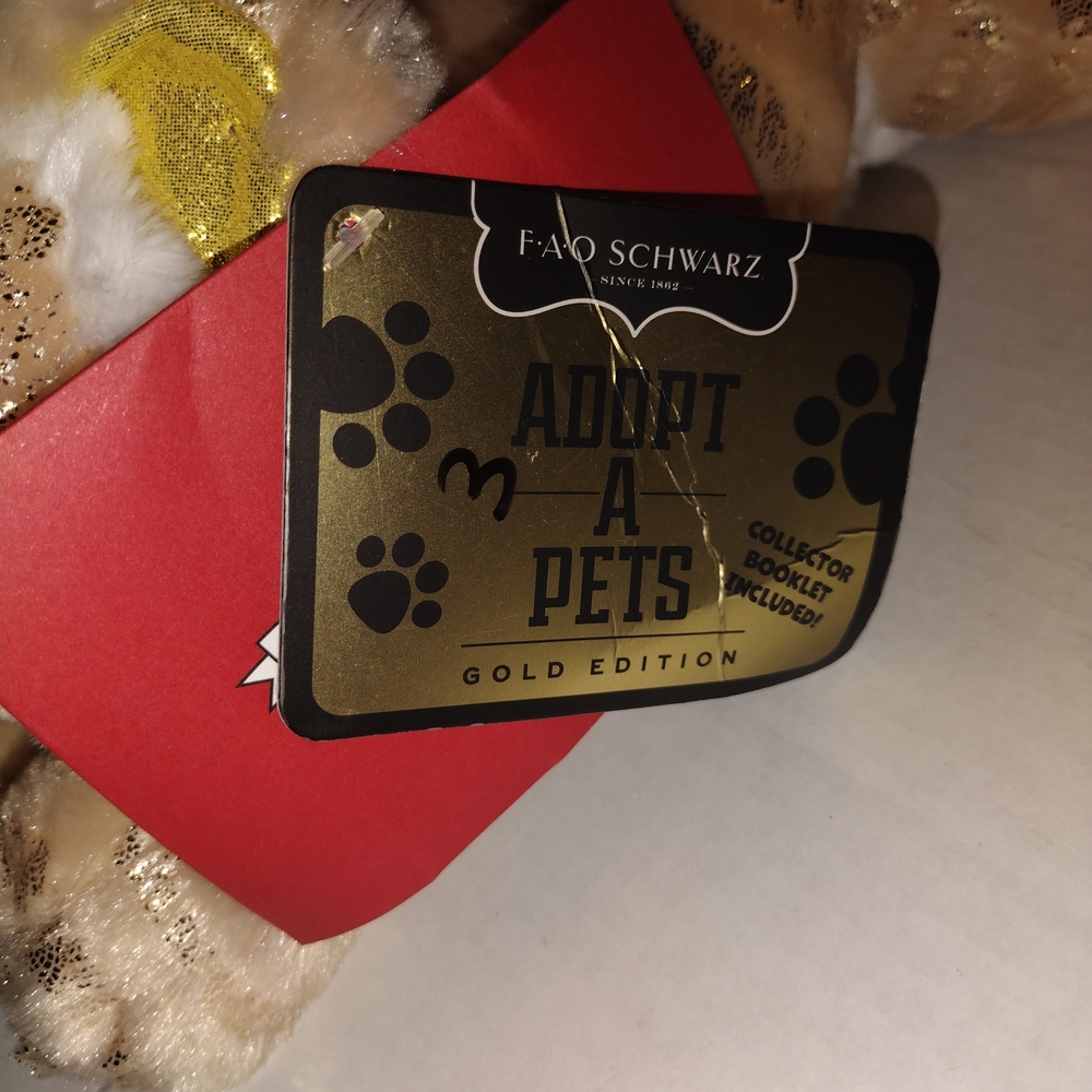 FAO SCHWARZ "Adopt A Pet" GOLD EDITION, Plush Lying Tiger 15" $52 - Picture 3 of 6